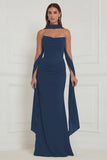 Strapless Ruched Sage Bridesmaid Dress with Scarf