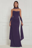 Strapless Ruched Sage Bridesmaid Dress with Scarf