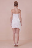 Lace White Bodycon Sweetheart Graduation Dress with Drape