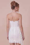 Lace White Bodycon Sweetheart Graduation Dress with Drape