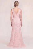 Blush Pink Mermaid Applique Long Mother of the Bride Dress