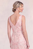 Blush Pink Mermaid Applique Long Mother of the Bride Dress