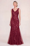 Blush Pink Mermaid Applique Long Mother of the Bride Dress
