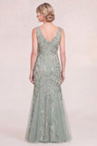 Blush Pink Mermaid Applique Long Mother of the Bride Dress