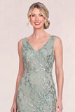 Blush Pink Mermaid Applique Long Mother of the Bride Dress