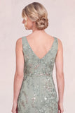 Blush Pink Mermaid Applique Long Mother of the Bride Dress