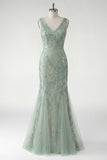 Blush Pink Mermaid Applique Long Mother of the Bride Dress