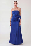 Strapless Mermaid Royal Blue Maxi Dress with Bow