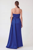 Strapless Mermaid Royal Blue Maxi Dress with Bow
