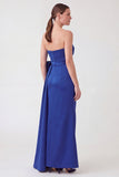 Strapless Mermaid Royal Blue Maxi Dress with Bow