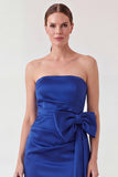 Strapless Mermaid Royal Blue Maxi Dress with Bow