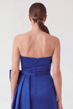 Strapless Mermaid Royal Blue Maxi Dress with Bow