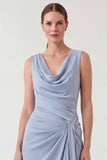 Light Blue Cowl Neck Mermaid Mother of the Bride Dress