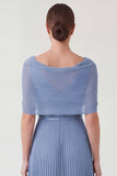 Dusty Blue A Line Pleated Chiffon Mother of the Bride Dress with 3D Flowers