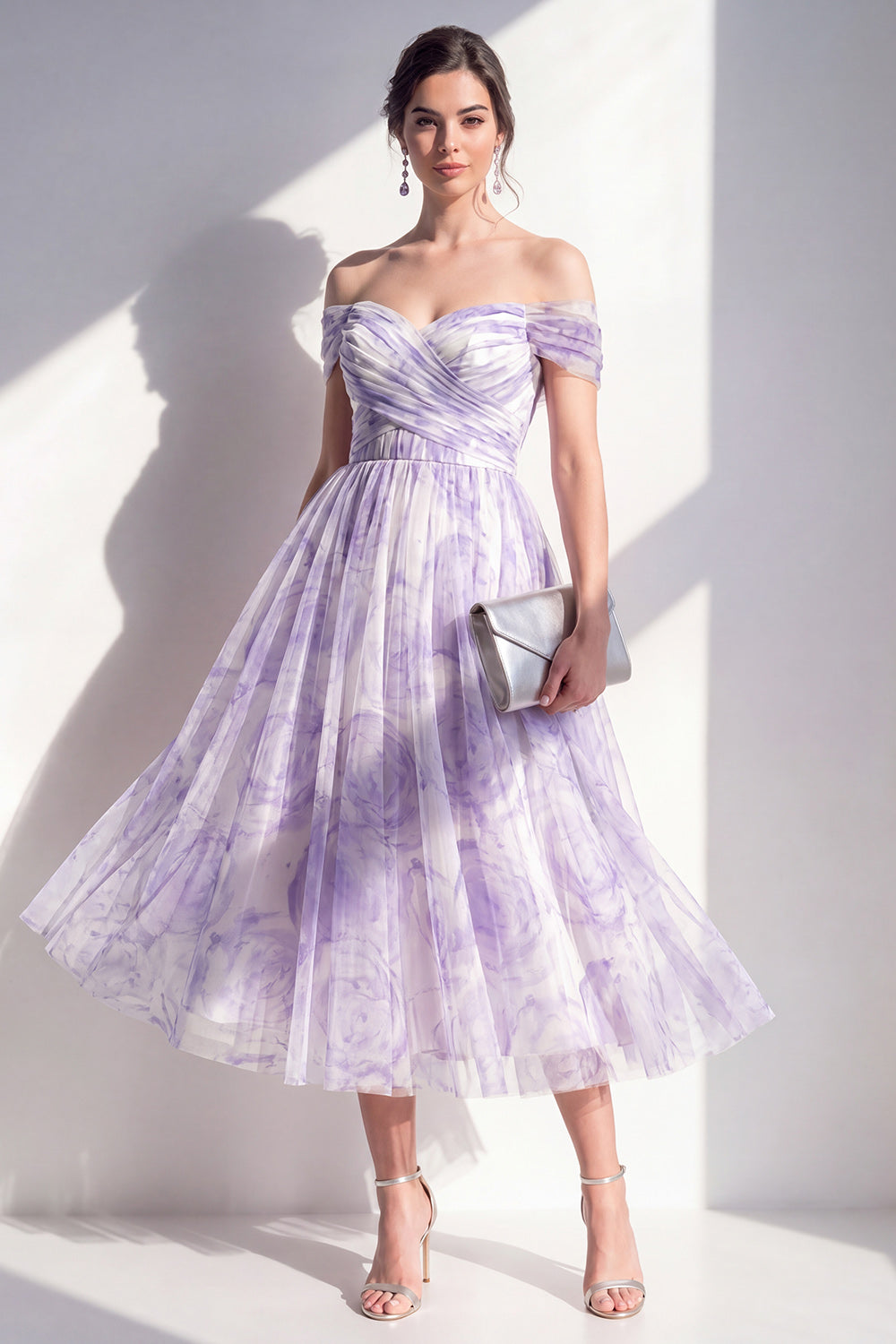 lilac midi bridesmaid dress KissProm