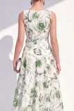 Purple Flower A Line V Neck Wedding Guest Dress with Belt