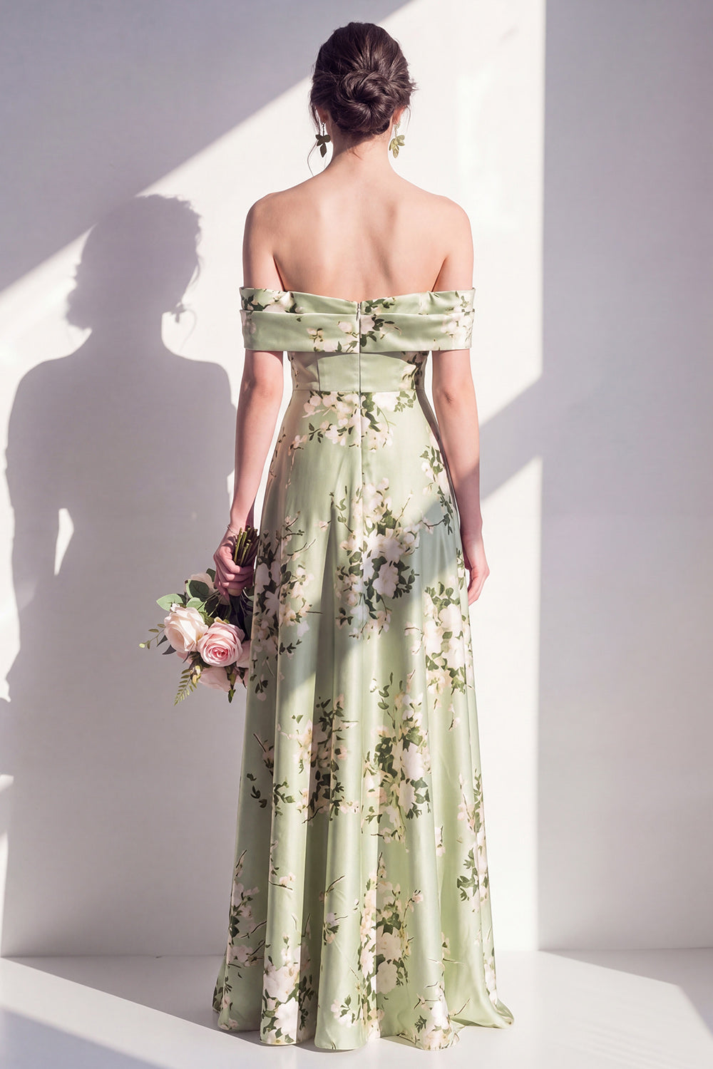 Wedtrend Women Off the Shoulder Sage Green Bridesmaid Dress Floral A Line Long Wedding Guest Dress WEDTREND Wedtrend Women Off the Shoulder Sage Green Bridesmaid Dress Floral A Line Long Wedding Guest Dress WEDTREND