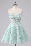 Sweetheart A Line Mint Corset Appliqued Homecoming Dress