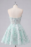 Sweetheart A Line Mint Corset Appliqued Homecoming Dress