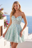 Sweetheart A Line Mint Corset Appliqued Homecoming Dress
