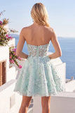 Sweetheart A Line Mint Corset Appliqued Homecoming Dress