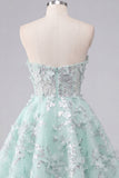 Sweetheart A Line Mint Corset Appliqued Homecoming Dress