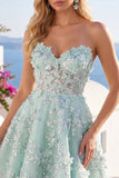 Sweetheart A Line Mint Corset Appliqued Homecoming Dress
