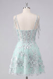 Corset Mint Appliqued Sequin A Line Homecoming Dress