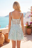 Corset Mint Appliqued Sequin A Line Homecoming Dress