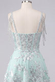 Corset Mint Appliqued Sequin A Line Homecoming Dress