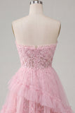 Cute Pink A Line Applique Sweetheart Homecoming Dress with Ruffles