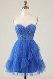 Cute Pink A Line Applique Sweetheart Homecoming Dress with Ruffles