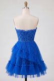 Cute Pink A Line Applique Sweetheart Homecoming Dress with Ruffles