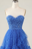 Cute Pink A Line Applique Sweetheart Homecoming Dress with Ruffles