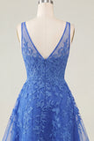 Pink A-Line V-Neck Applique Short Homecoming Dress