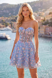 Pink Sweetheart Beaded Applique Corset A Line Floral Homecoming Dress
