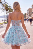 Pink Sweetheart Beaded Applique Corset A Line Floral Homecoming Dress