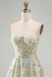 Pink Sweetheart Beaded Applique Corset A Line Floral Homecoming Dress