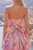 Yellow Jacquard Strapless A Line Homecoming Dress with Bow