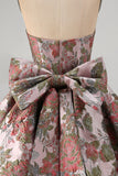 Yellow Jacquard Strapless A Line Homecoming Dress with Bow