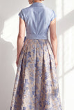 Green Jacquard A Line Mum of the Bride Dress with Sash