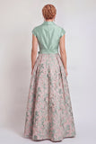 Green Jacquard A Line Mum of the Bride Dress with Sash