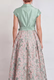 Green Jacquard A Line Mum of the Bride Dress with Sash