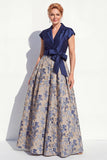 Green Jacquard A Line Mum of the Bride Dress with Sash