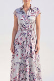 Black Collar Floral Mother of the Bride Dress with Sash