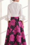 Fuchsia Flower A Line Long Mum of the Bride Dress with Sash