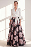 Fuchsia Flower A Line Long Mum of the Bride Dress with Sash