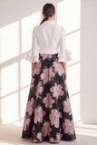 Fuchsia Flower A Line Long Mum of the Bride Dress with Sash