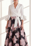 Fuchsia Flower A Line Long Mum of the Bride Dress with Sash