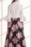 Fuchsia Flower A Line Long Mum of the Bride Dress with Sash